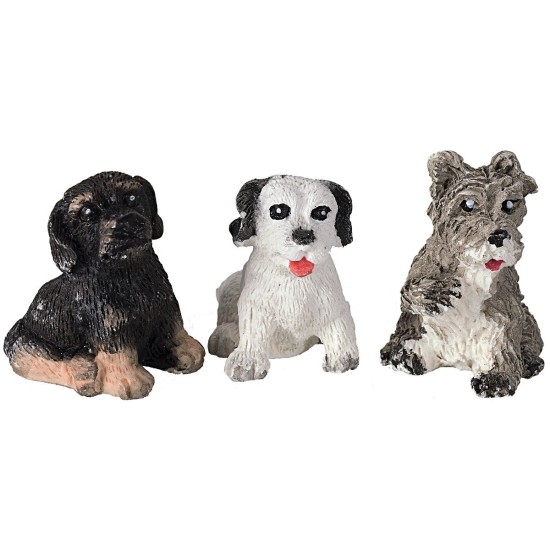 Conjunto de tres perros sentados de resina para estatuas de 12