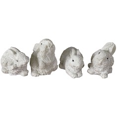 Set of 4 white resin rabbits cm 2,5-3 2