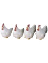 Conjunto de 4 gallinas blancas de resina de 4x4,6 cm