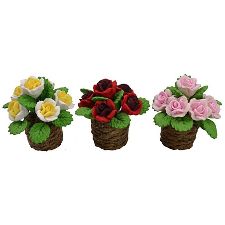 Vaso con fiori cm 2,8 h. vaso, fiori, singolo, pezzo, vari