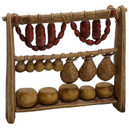 Bancarella del salumiere cm 9x2,2x8,1 h per statue 6 cm Landi
