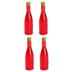 Set of 4 red bottles cm 3,6 h