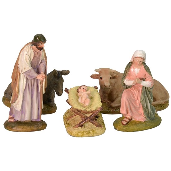 Nativity 5 subjects in painted resin 10 cm Landi economic series