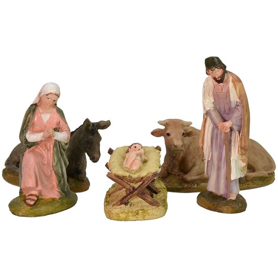 Nativity 5 subjects in painted resin 10 cm Landi economic series