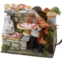 Vendedor de pizzas en movimiento serie 14 cm Mundo Pesebres