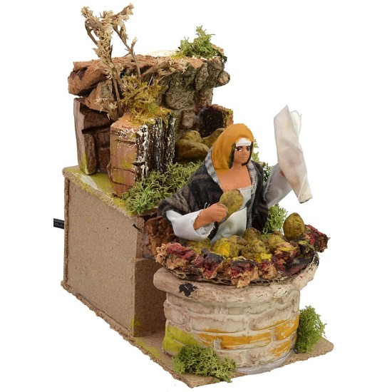 Venditrice di carciofi in movimento 11 cm Mondo Presepi