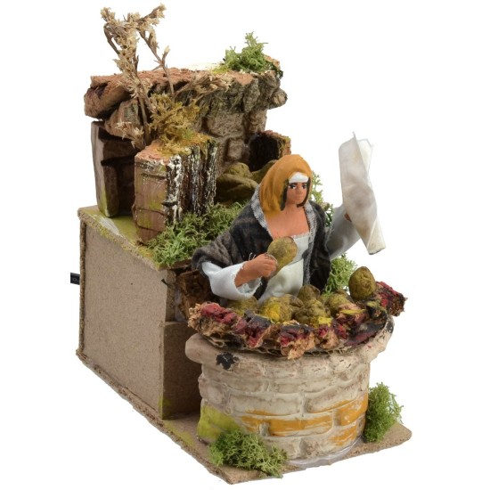 Venditrice di carciofi in movimento 11 cm Mondo Presepi