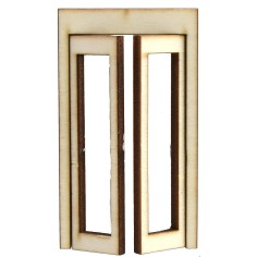 Puerta ventana de madera con hojas abatibles cm 2