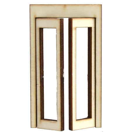 Puerta ventana de madera con hojas abatibles de 5,1x0,4x9 cm h