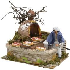 Pizzero en movimiento con horno con luz funcionando serie 12 cm