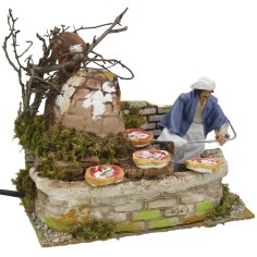 Pizzero en movimiento con horno con luz funcionando serie 12 cm 2