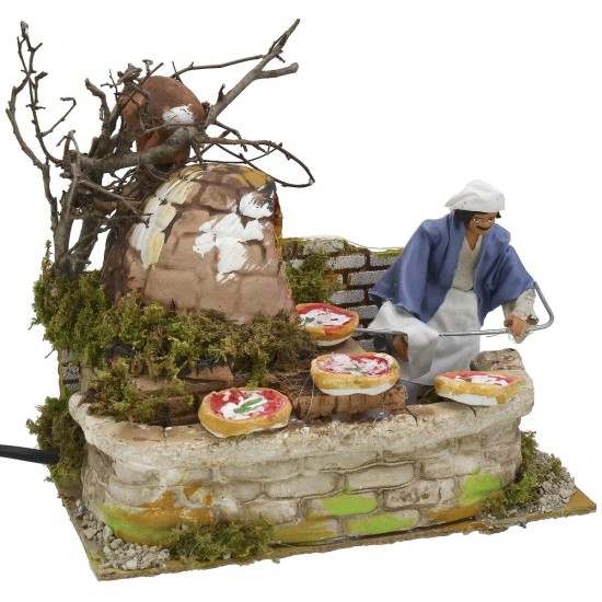 Pizzaiolo in movimento con forno a luce funzionante serie 12 cm