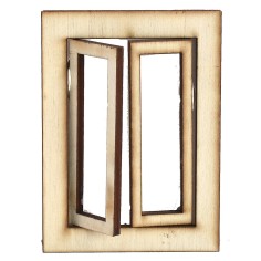 Ventana de madera con hojas abatibles cm 2