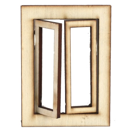 Wooden window with opening doors cm 5,5x0,3x7,5 h