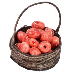 Cesta con manzanas rojas ø 2,5 cm Mundo Belenes