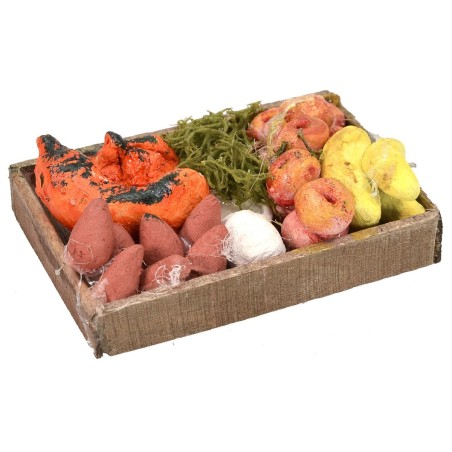 Cassetta in legno con frutta e verdura cm 5x4x1,3 h