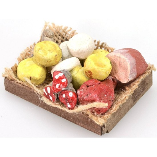 Caja de madera con embutidos y quesos de 5,8x4,2x0,9 cm h