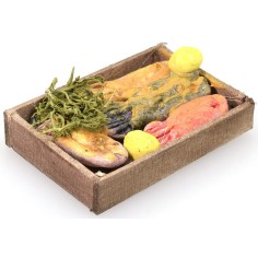 Caja de madera con pescado cm 4,7x3,3x0,9 h 2