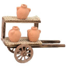 Carro con ánforas para Pesebre cm 10,5x5x10 h