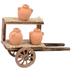 Wagon with Anfore for Presepe cm 10,5x5x10 h