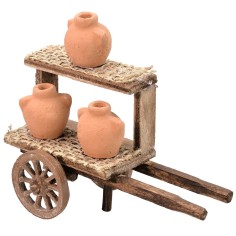 Cart with amphoras for Nativity scene cm 10.5x5x10 h 2