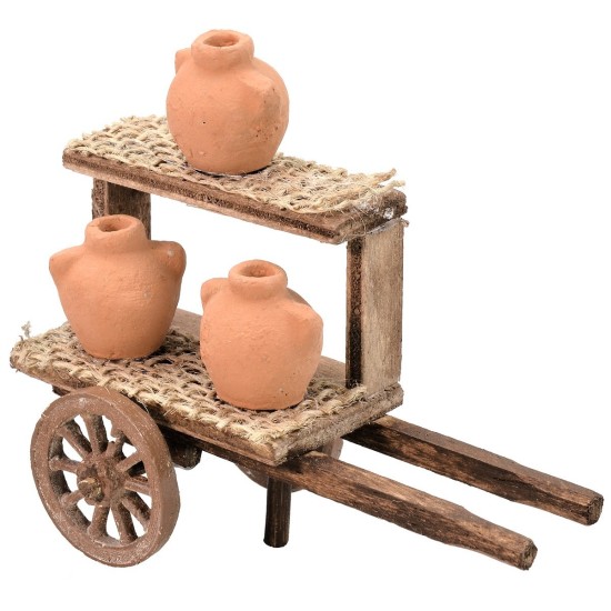 Cart with amphoras for Nativity scene cm 10.5x5x10 h