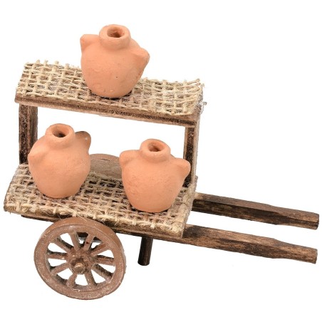 Cart with amphoras for Nativity scene cm 10.5x5x10 h