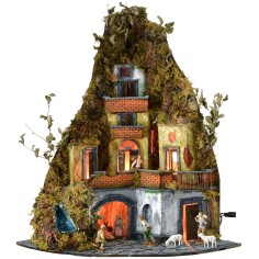 Belén completo de figuras Landi con luces y cascada en funcionamiento. 2