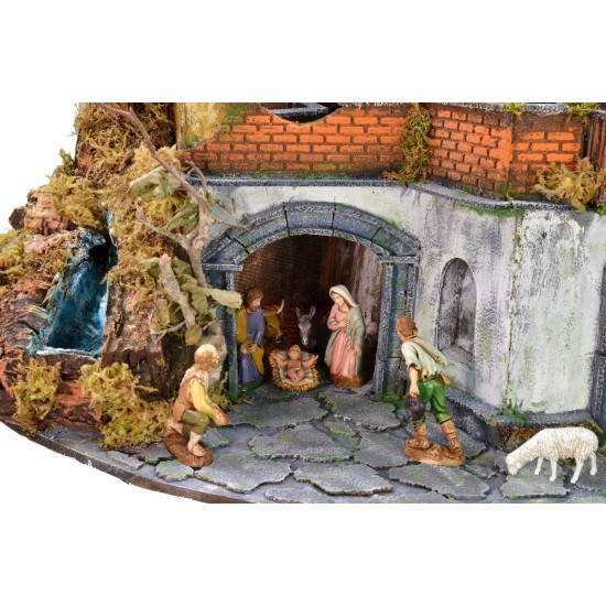 Nativity scene complete with Landi statues with lights and