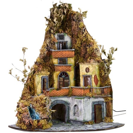 Nativity scene with lights and working waterfall cm 86x60x92 h