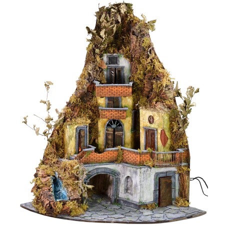 Nacimiento con luces y cascada funcional de 86x60x92 cm h Mundo