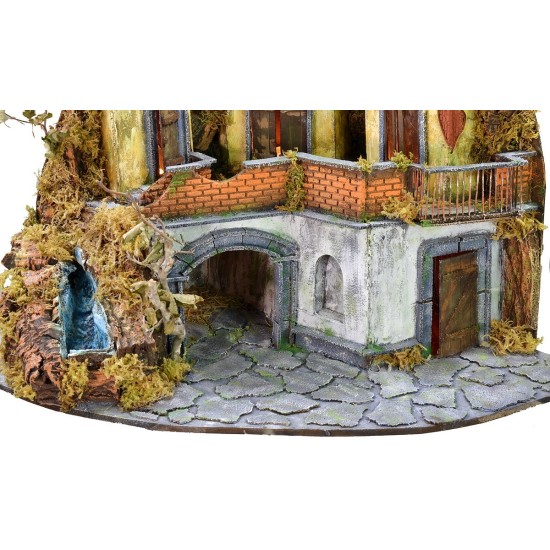 Nacimiento con luces y cascada funcional de 86x60x92 cm h Mundo