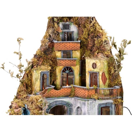 Presepe con luci e cascata funzionante cm 86x60x92 h Mondo