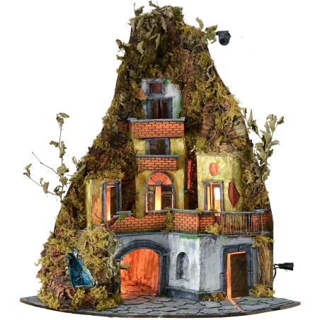 Presepe con luci e cascata funzionante cm 86x60x92 h Mondo