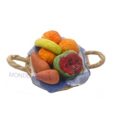 Cesta ø cm 3 con fruta mixta Mundo Pesebres