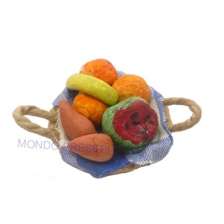 Cesta ø cm 3 con fruta mixta Mundo Pesebres