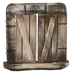 Ventana de madera con estante y hojas abatibles de 6,3x1x6,6 cm