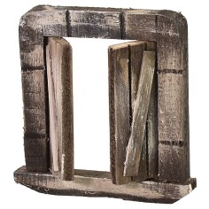 Wooden window with shelf and opening doors cm 6,3x1x6,6 h 2