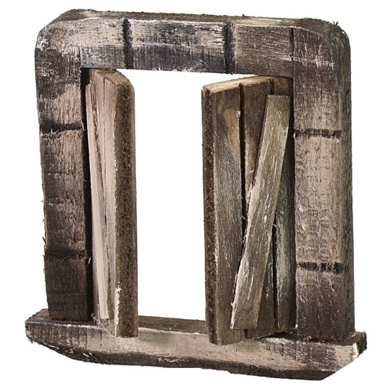 Ventana de madera con estante y hojas abatibles de 6,3x1x6,6 cm h.