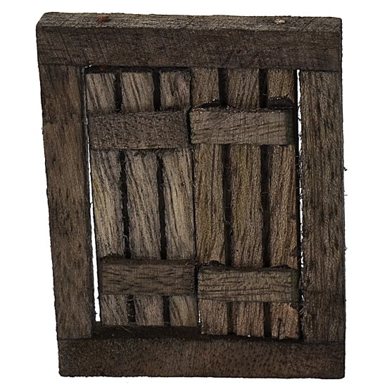 Ventana de madera oscura con hojas abatibles de 4,6x0,7x5,9 cm h