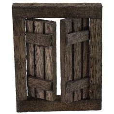 Finestra in legno scuro con ante apribili cm 4,6x0,7x5,9 h 2