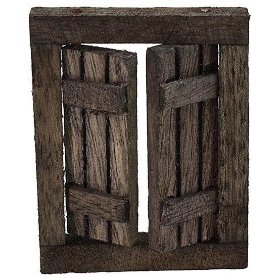 Ventana de madera oscura con hojas abatibles de 4,6x0,7x5,9 cm h