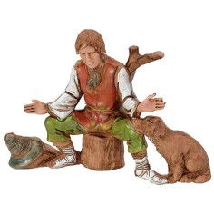 Seated wayfarer with dog 10 cm series Landi Moranduzzo