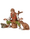 Viajero sentado con perro serie 10 cm Landi Moranduzzo
