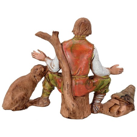 Viajero sentado con perro serie 10 cm Landi Moranduzzo