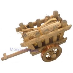 Carro de madera con haz de paja Mundo Pesebres