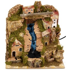 Paisaje para belén con cascada funcional de 24x21x21 cm h 2