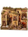 Illuminated nativity scene complete with Landi statues with