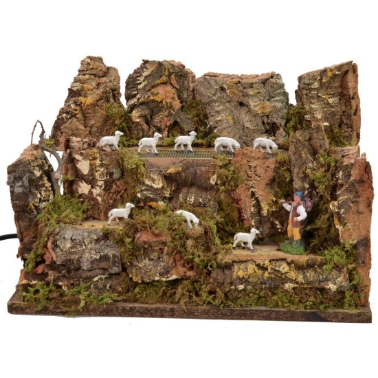 Moving flock in the pasture with shepherd cm 33x18,3x23 h