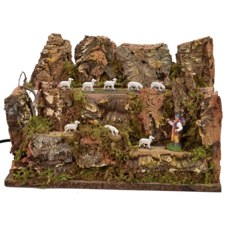 Moving flock in the pasture with shepherd cm 33x18,3x23 h